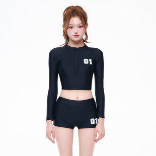 泳衣女分体保守运动款遮肚显瘦长袖防晒速干学生少女泡温泉游泳装