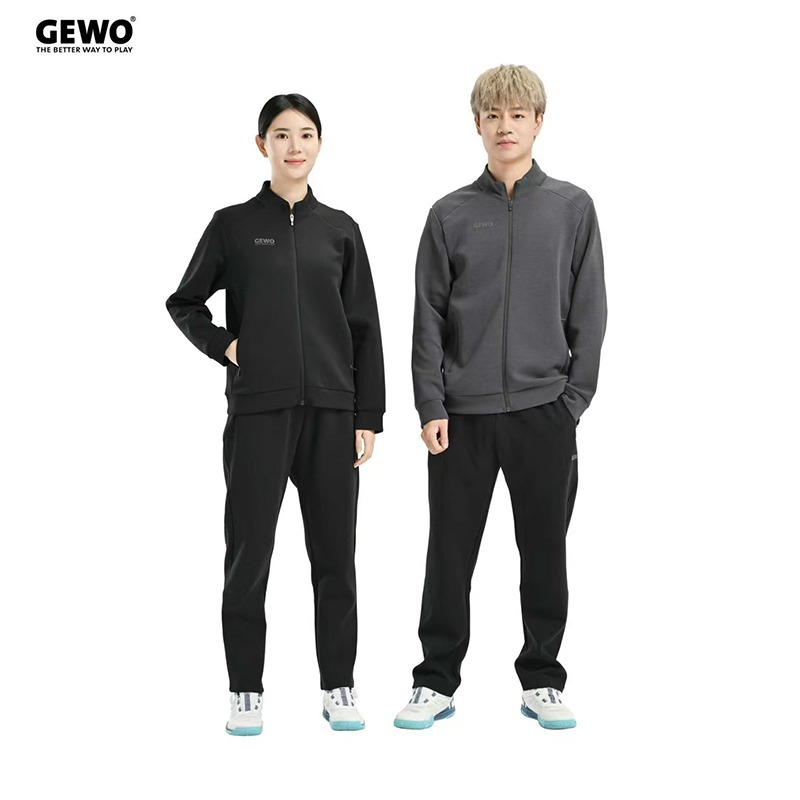 GEWO杰沃运动球服长袖套装CDE纯棉乒乓训练服外套+长裤运动套装