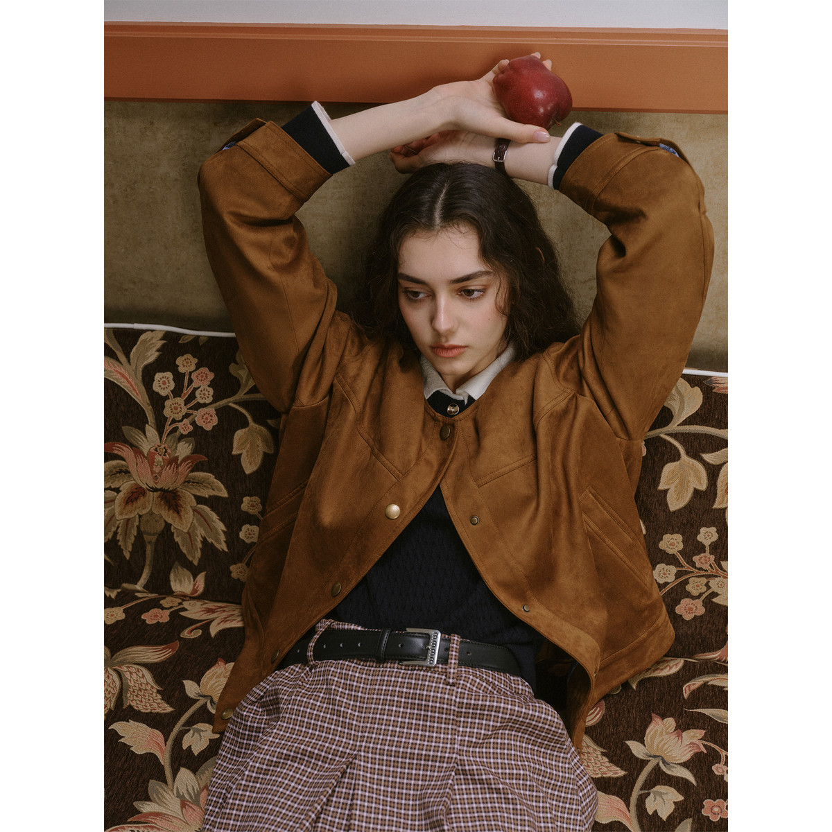 独束大码【温热可可】复古短外套2025秋装美拉德廓形休闲风夹克