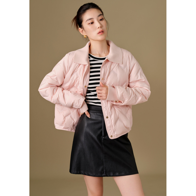 独束大码【华夫饼羽绒服】毛织领轻薄羽绒服冬季短款外套