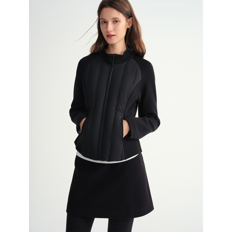 独束大码女装羽绒内胆拼接设计超轻薄立领羽绒服外套冬修身短外套