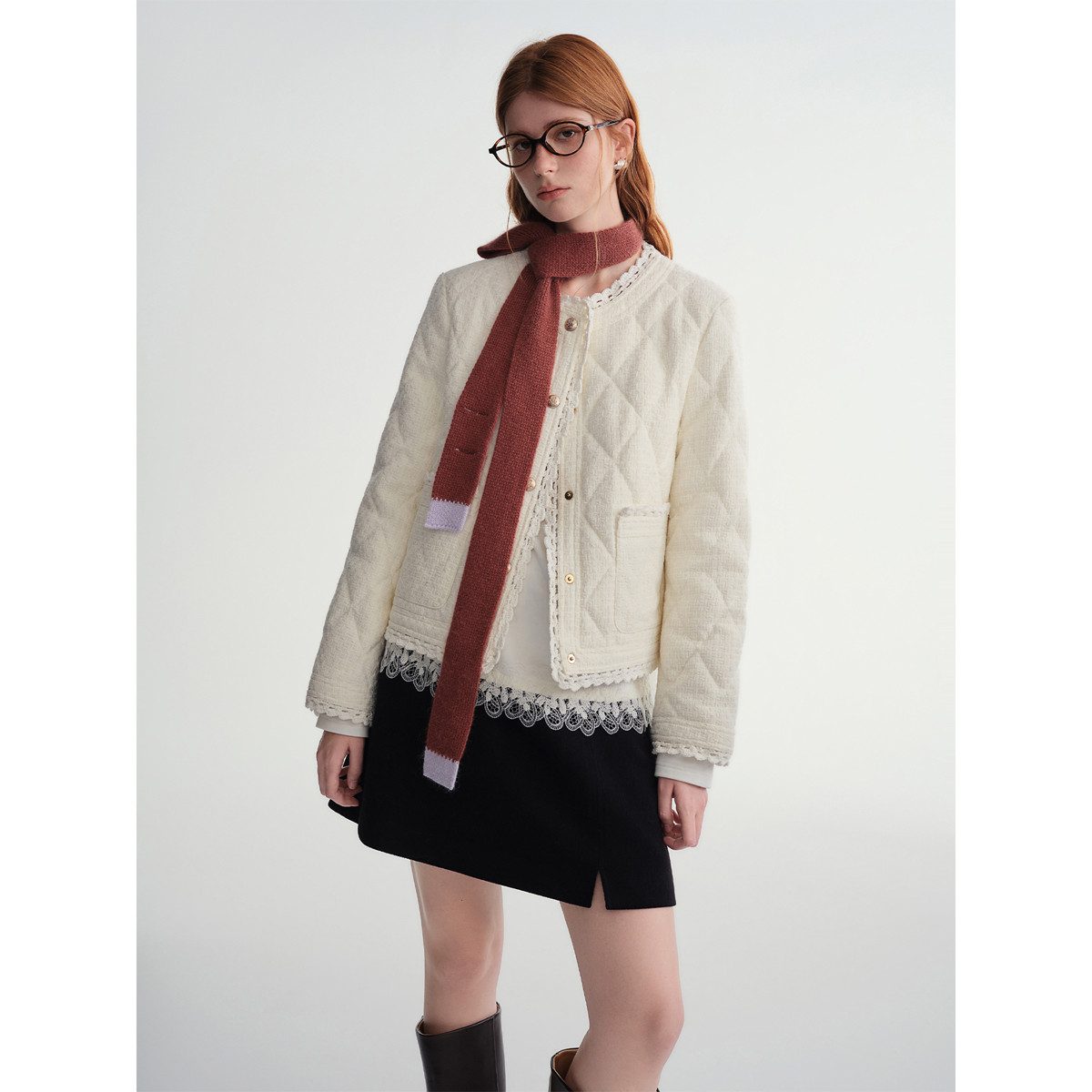 独束大码【雪绒小香】小香风气质羽绒服女2025冬季轻薄羽绒外套