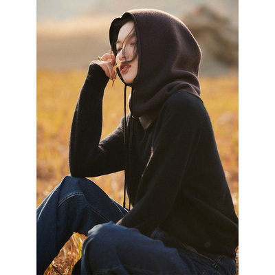 笑涵阁巴拉克拉法帽独特氛围感山羊绒帽子亲肤软糯软糯感帽子秋