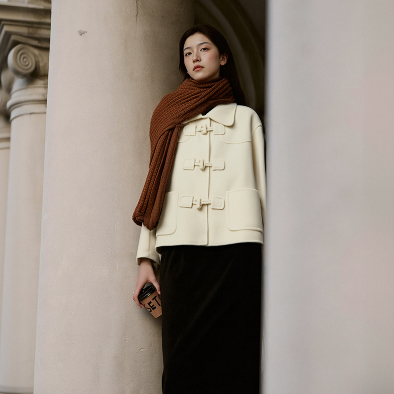 西町村屋83%绵羊毛双面呢女冬季文艺简约牛角扣羊毛短款大衣,户外/登山/野营/旅行用品,其他户外服装,淘宝优惠券,粉丝福利购,淘宝优惠卷