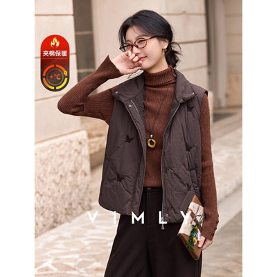 梵希蔓夹棉加厚2025冬款时尚百搭立体蝴蝶绣花立领保暖梭织棉衣