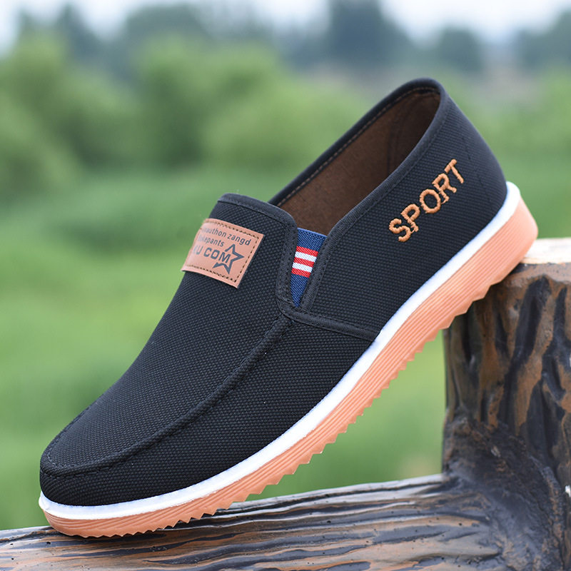 老北京布鞋男士夏季透气休闲鞋一脚蹬防滑中老年闰月爸爸老头鞋子