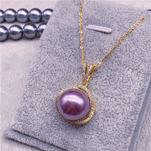 特价12-14-16-17mm天然珍珠吊坠 送链珍珠饰品 珍珠项链送妈妈