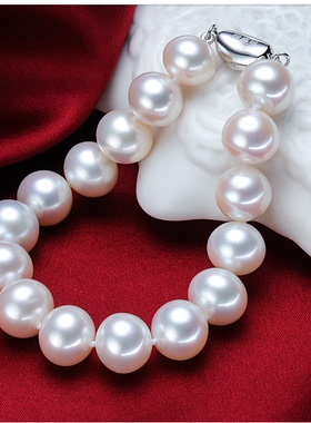 专柜正品天然淡水珍珠手链 紫色 粉色10-11mm 近正圆强光微瑕