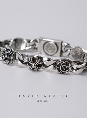 六芒星朋克童军十字花插片手链