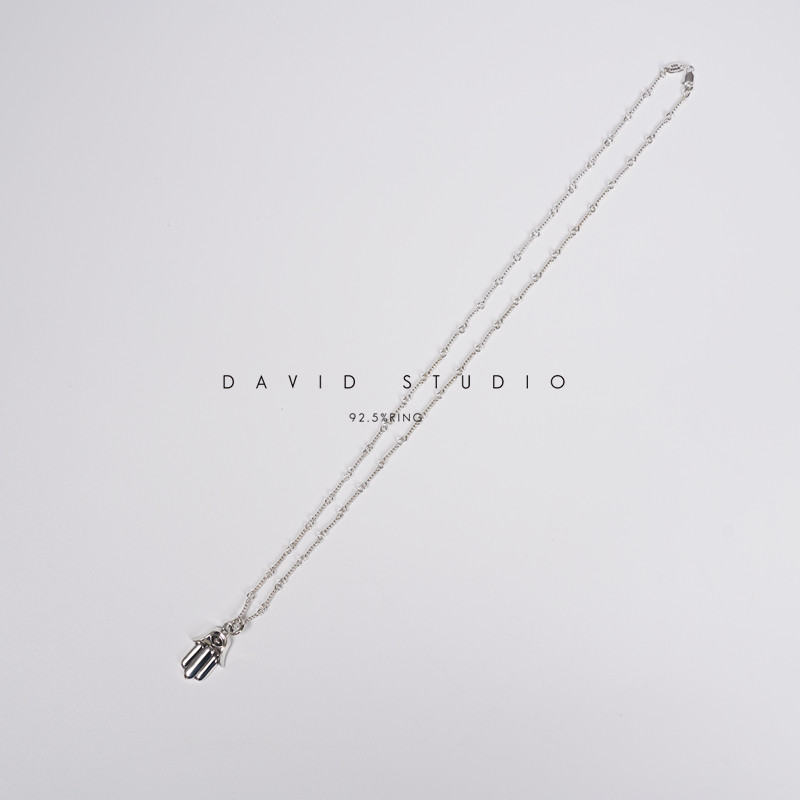 davids925纯银手掌ins项链图片