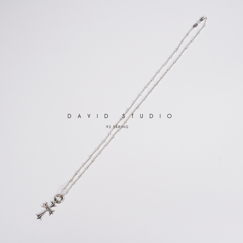 davids925纯银双面ins做旧项链图片