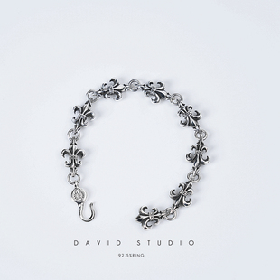 做舊經(jīng)典 David 手鏈男女同款 朋克機(jī)車款 studio925純銀童軍花船錨