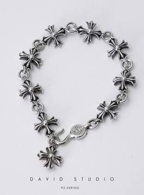 David studio925纯银十字架个性时尚潮流权志龙罗志祥同款手链