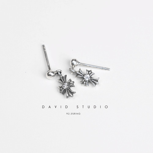 纯银耳坠david镶钻百搭