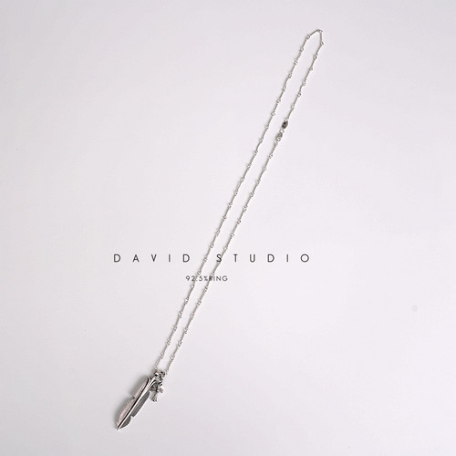 david全手工s925纯银羽毛项链
