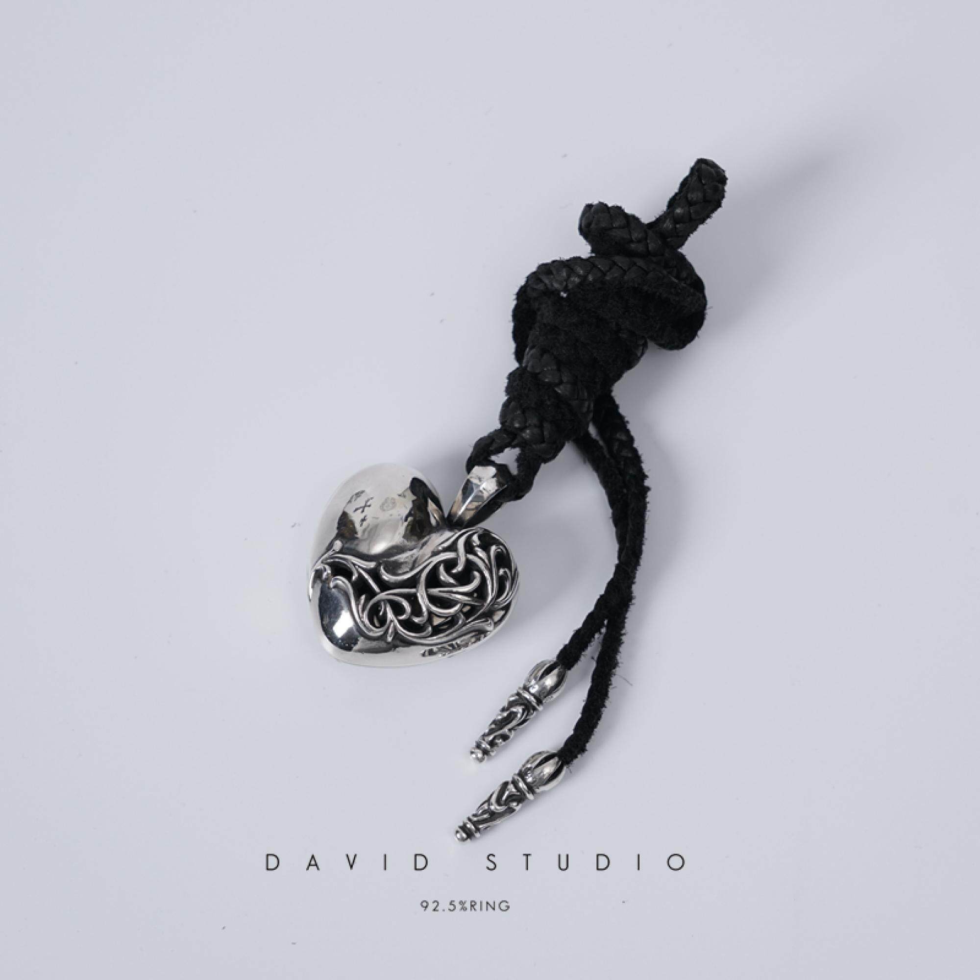 davidstudio925纯银牛皮绳吊坠图片