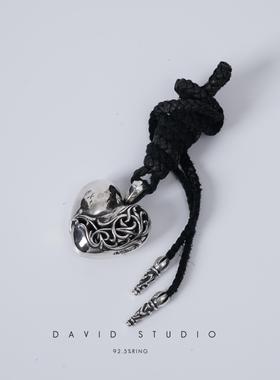 davidstudio925纯银牛皮绳吊坠