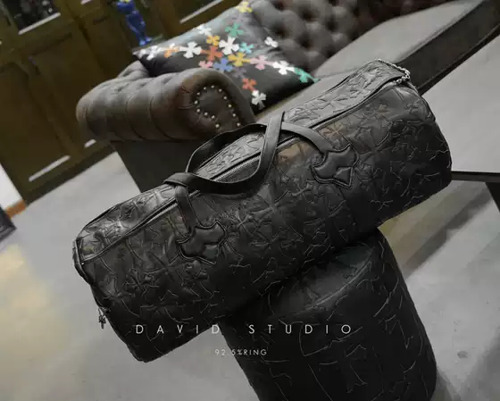 David Customized S925 Italian First-Layer Cowhide Cross Laser-Engraved Sterling Silver Handmade Large Travel Backpack