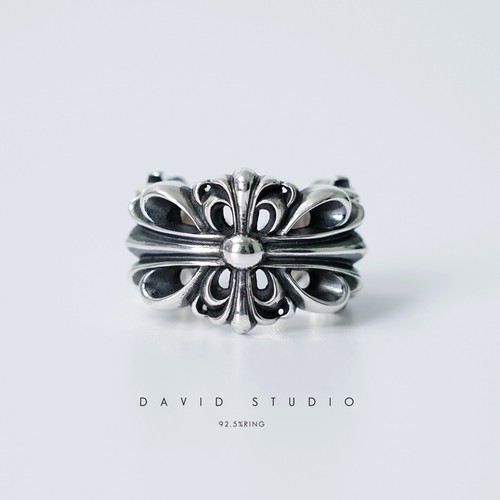 davidstudio925纯银十字架戒指