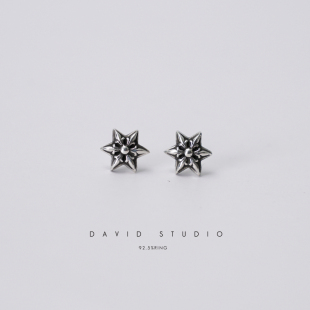 耳环耳坠男女同款 小耳钉 潮流饰品 studio926纯银六芒星经典 David