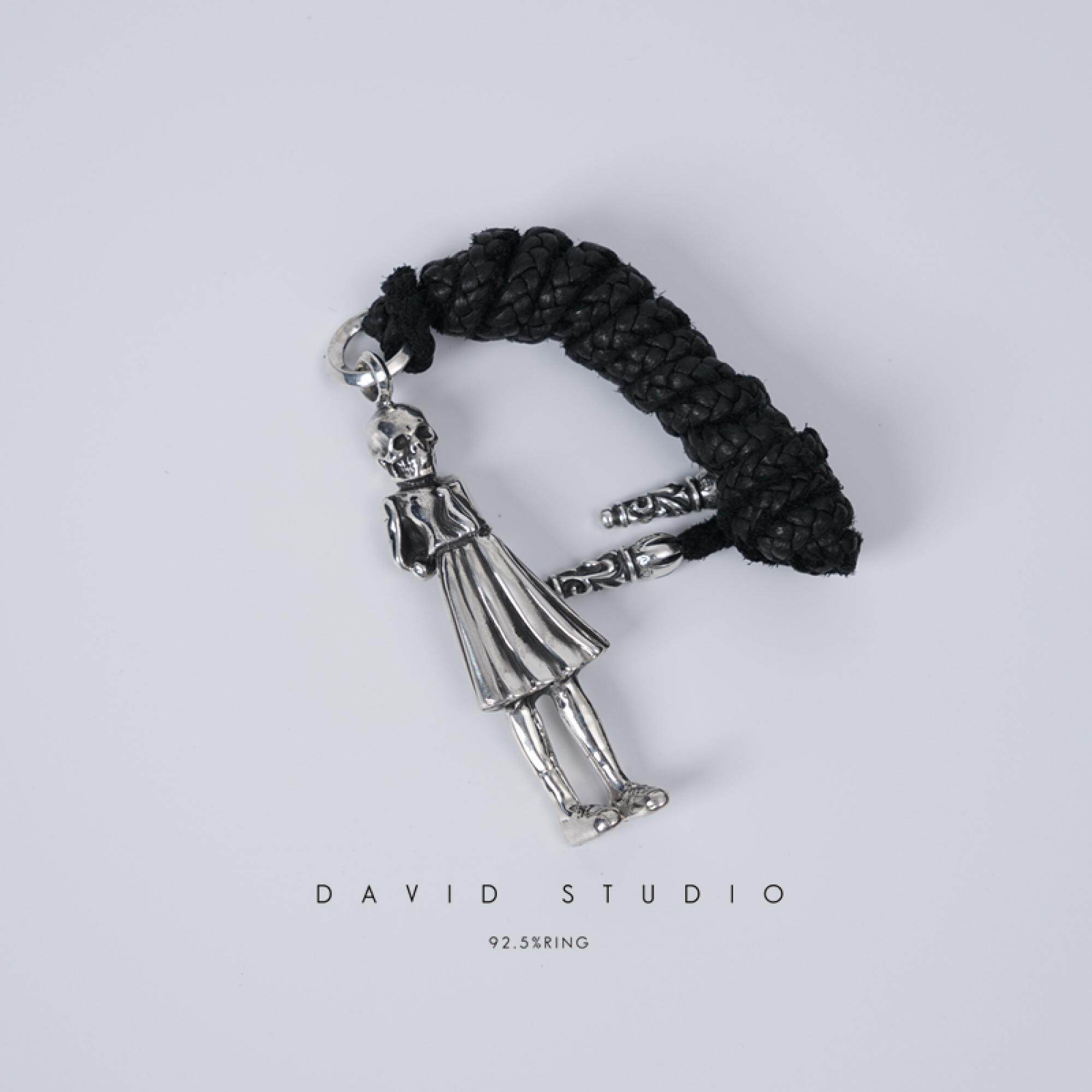 davidstudio925纯银骷髅皮绳图片