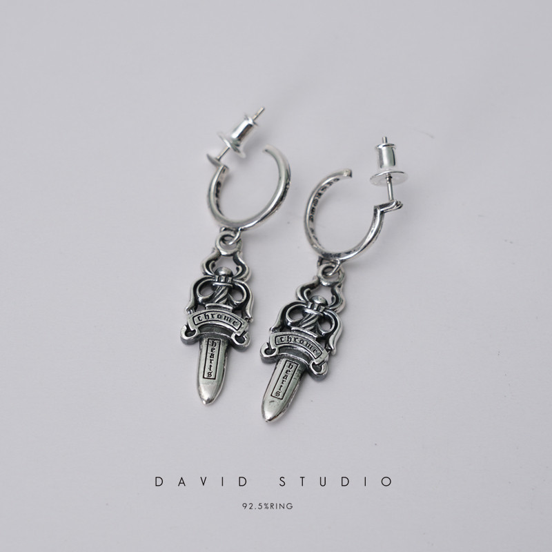 David studio925纯银泰银 宝剑圣剑款男女同款耳环耳钉坠子 潮流