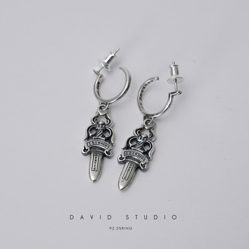 David studio925纯银泰银 宝剑圣剑款男女同款耳环耳钉坠子 潮流 - 封面