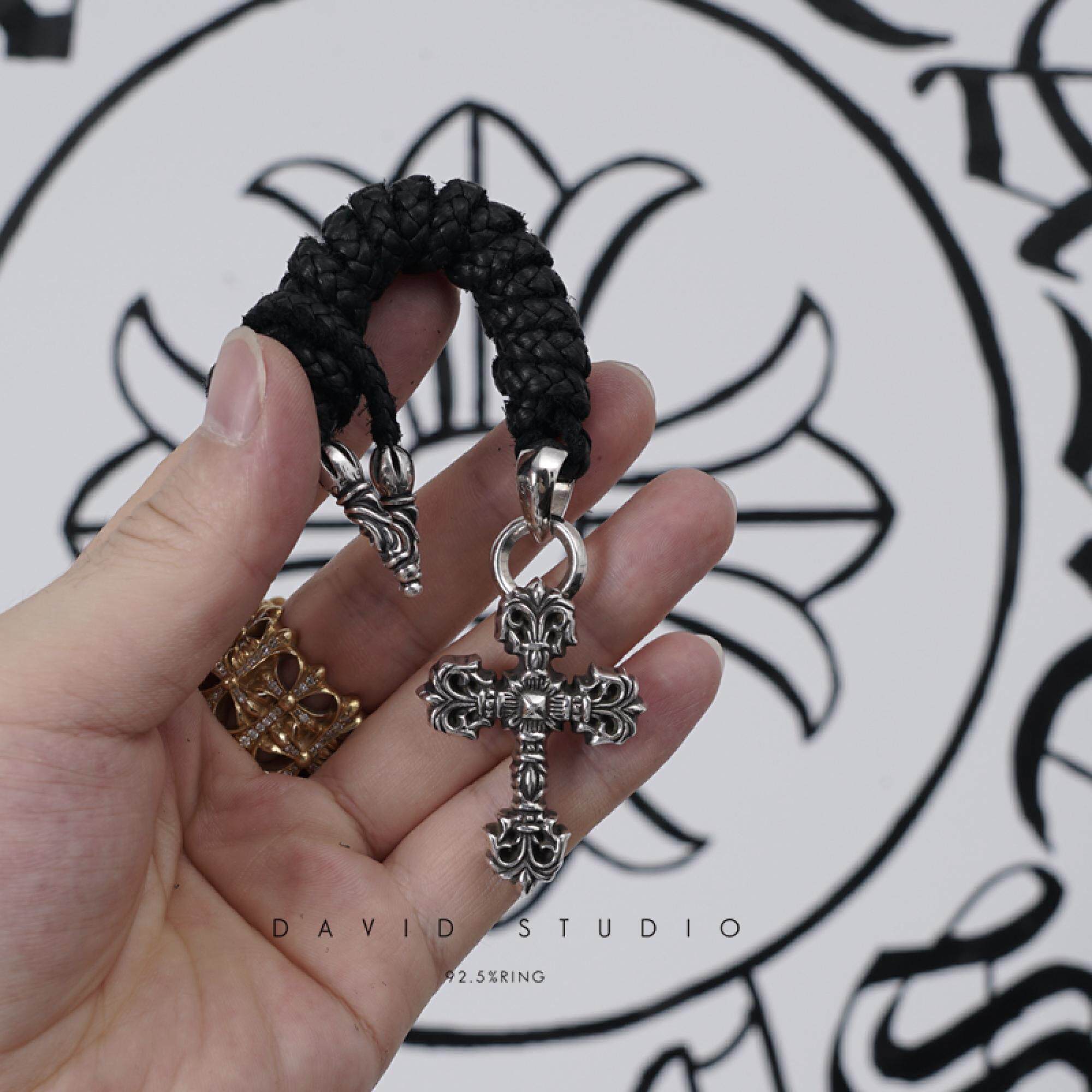 davidstudio925纯银中号皮绳图片