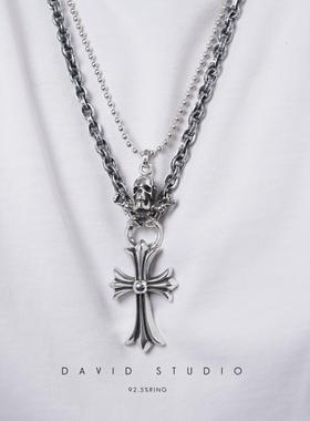 纯银刻字链复古风情侣