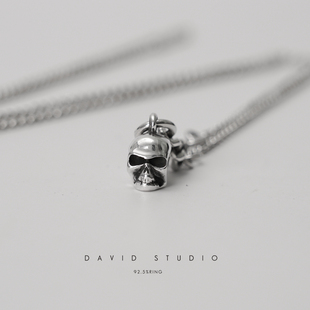 David studio手工打造mini骷髅头项链925银werkstatt munchen设计
