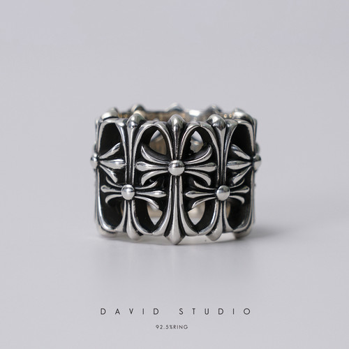 davidstudio925纯银十字架指环