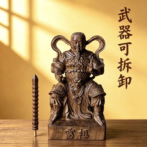 九天应元雷声普化天尊木雕摆件家居摆件工艺品沉香木沉木质佛像