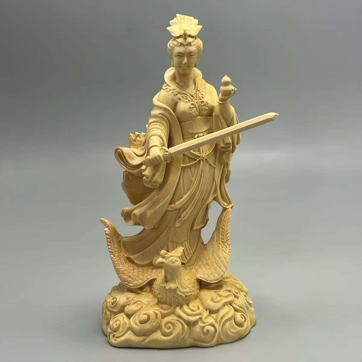 小叶黄杨木雕九天玄女像智慧姻缘旺事业风水摆件佛堂装饰开运礼品