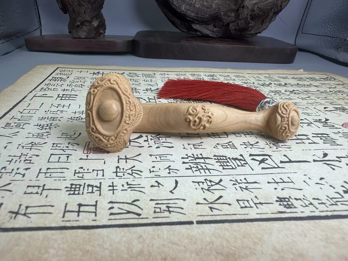 崖柏吉祥祥云如意手把件实木雕刻工艺品中式传统家居风水摆件挂件