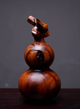 真品天然雷击枣木龙头葫芦手把件摆件道家饰品木质文玩福禄挂件