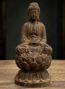 沉香原木雕刻大日如来摆件释迦坐佛主家居乔迁摆放工艺品居家摆设
