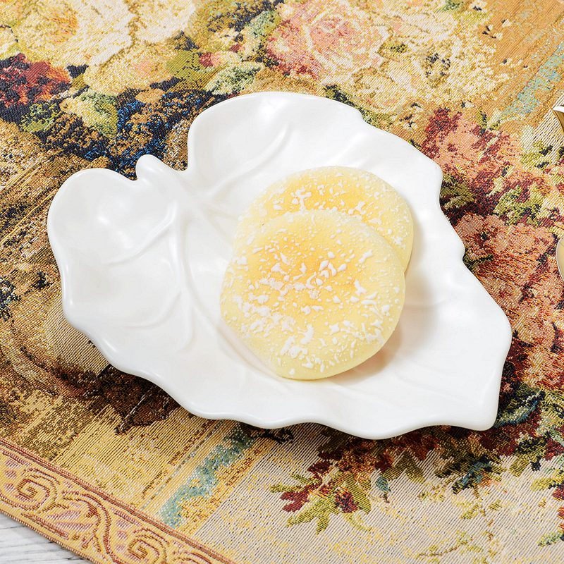 北欧风格简约白色树叶工艺釉下彩瓷器餐盘 纯色美食盘哑光盘 瑕疵