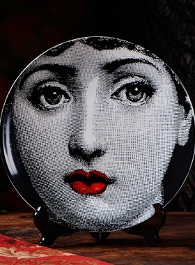 欧式12寸摆盘 复古艺术陶瓷盘 黑白陶瓷圆盘摆件欧式家居摆盘瑕疵