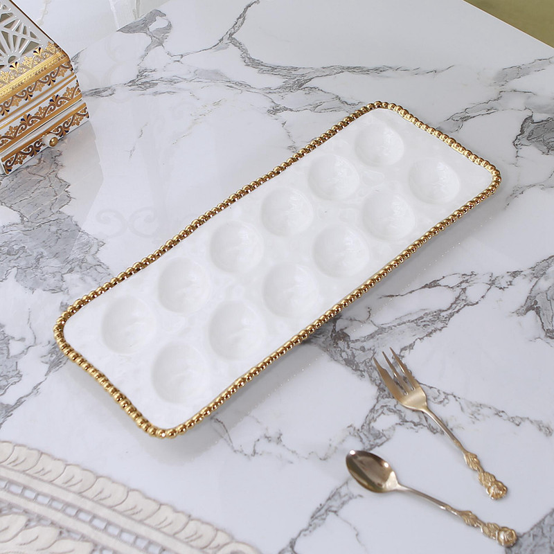 鸡蛋盘陶瓷大众长方形北欧鸡蛋托