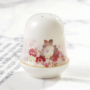 欧式玫瑰花调味罐陶瓷罐桌面盐罐餐饮餐厨胡椒罐椒盐罐精盐罐瑕疵