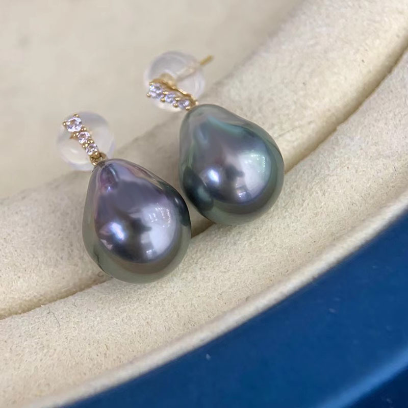 大溪地海水黑珍珠耳环耳线