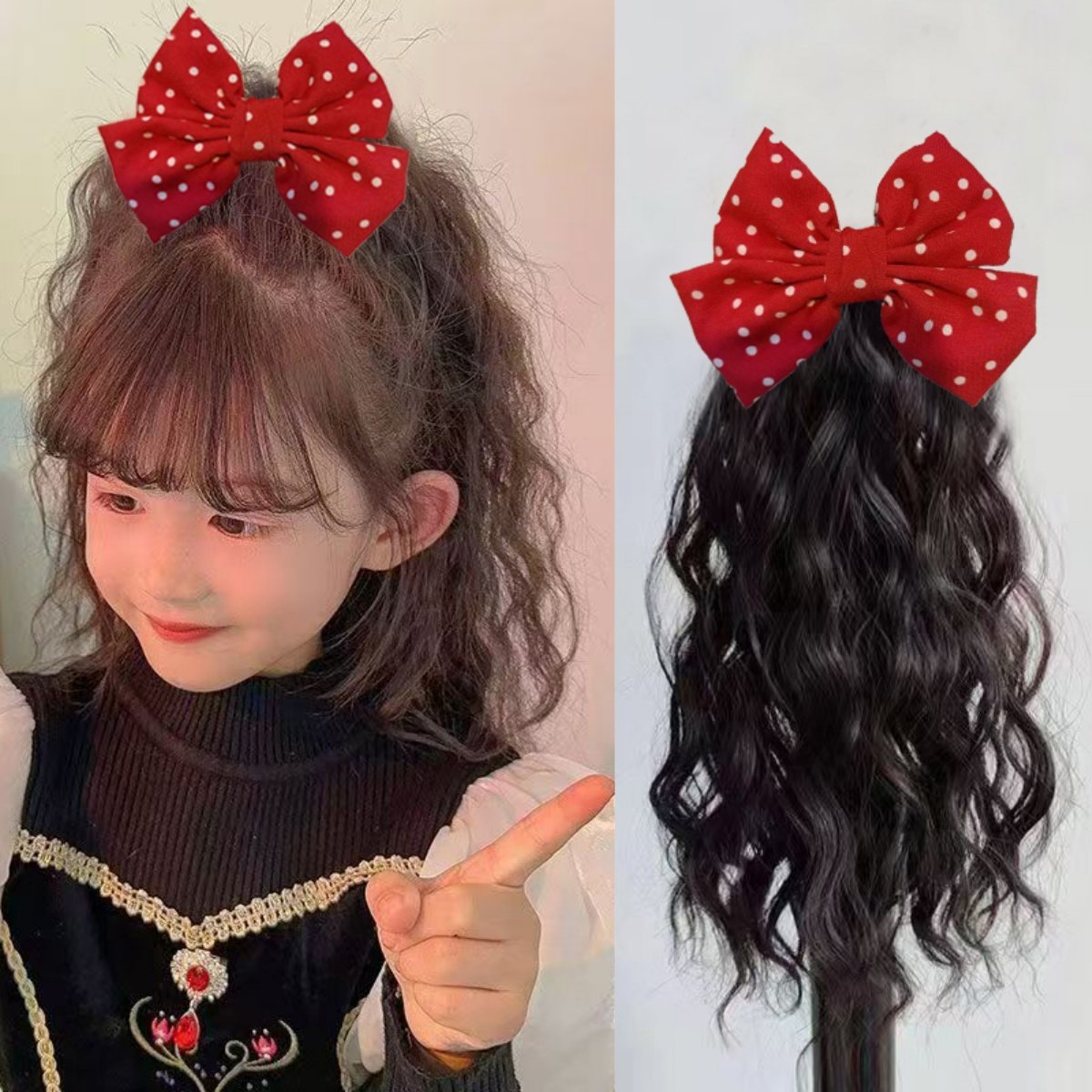 儿童假发马尾芭比卷32厘米仿真发蓬松自然拍照演出小女孩假发马尾,美发护发/假发,马尾,淘宝优惠券,粉丝福利购,淘宝优惠卷