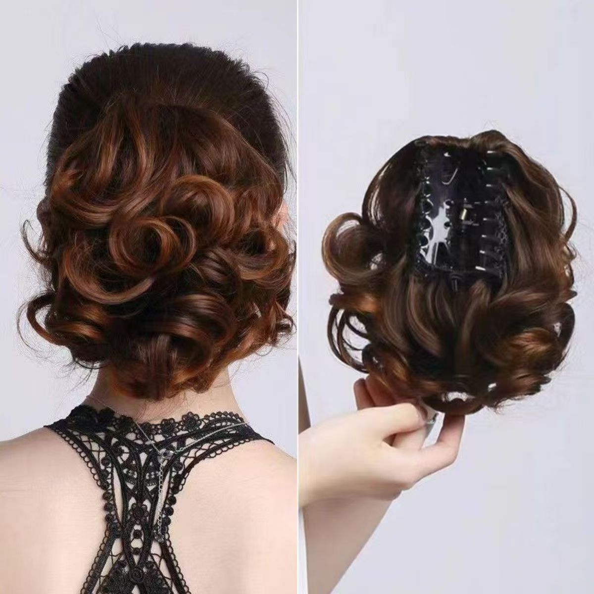 大抓夹20厘米卷发马尾大波浪卷自然逼真盘发中长款马尾气质梨花卷