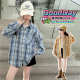 大童格子宽松长袖 春装 上衣儿童衬衣薄外套潮 春秋2026新款 女童衬衫