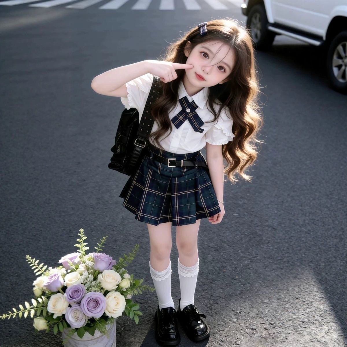 女童夏季套装2026新款儿童短袖衬衫JK格子短裙两件套女大童百褶裙