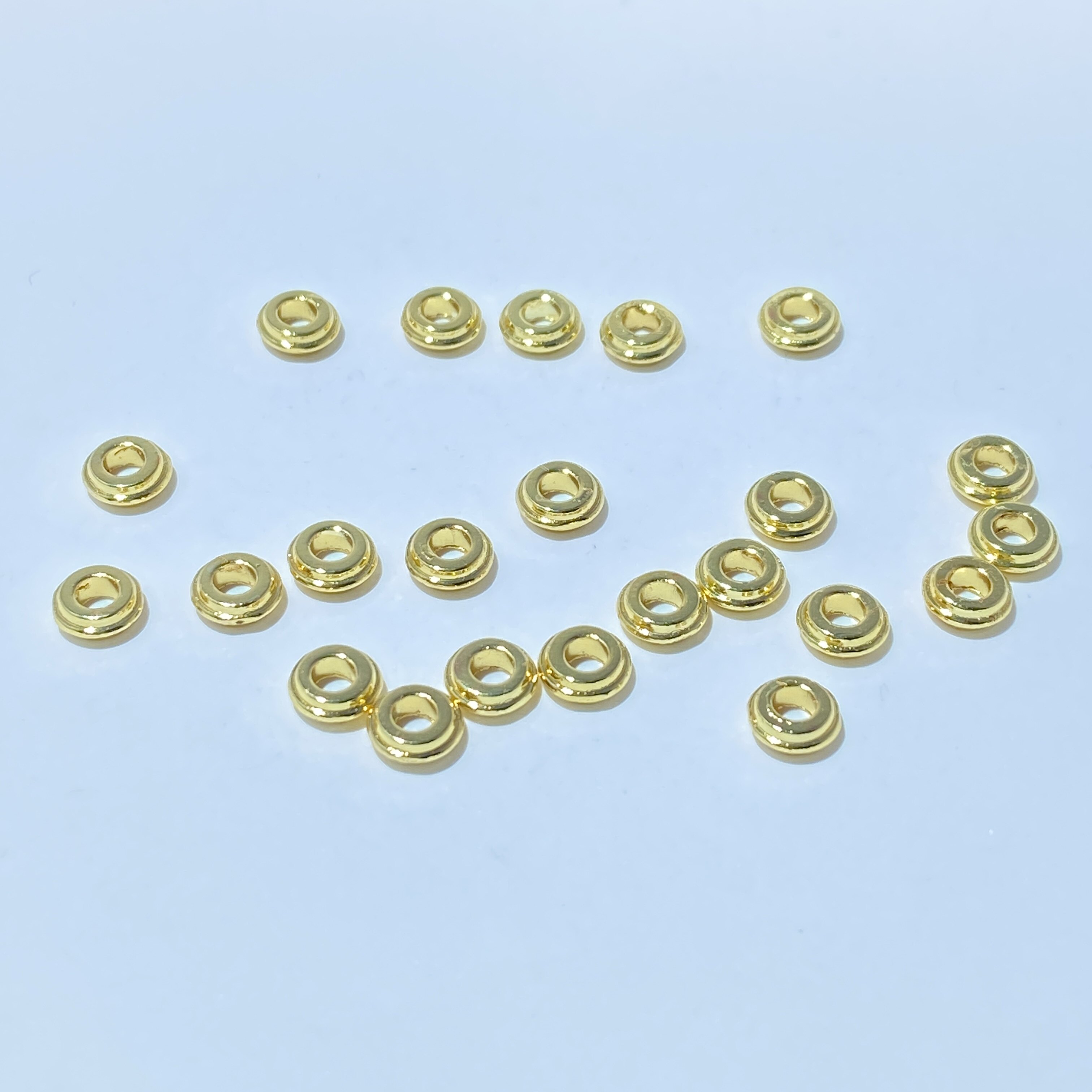 18K铜镀金大孔径隔珠隔片配件diy手链手串配饰散珠间隔扁珠