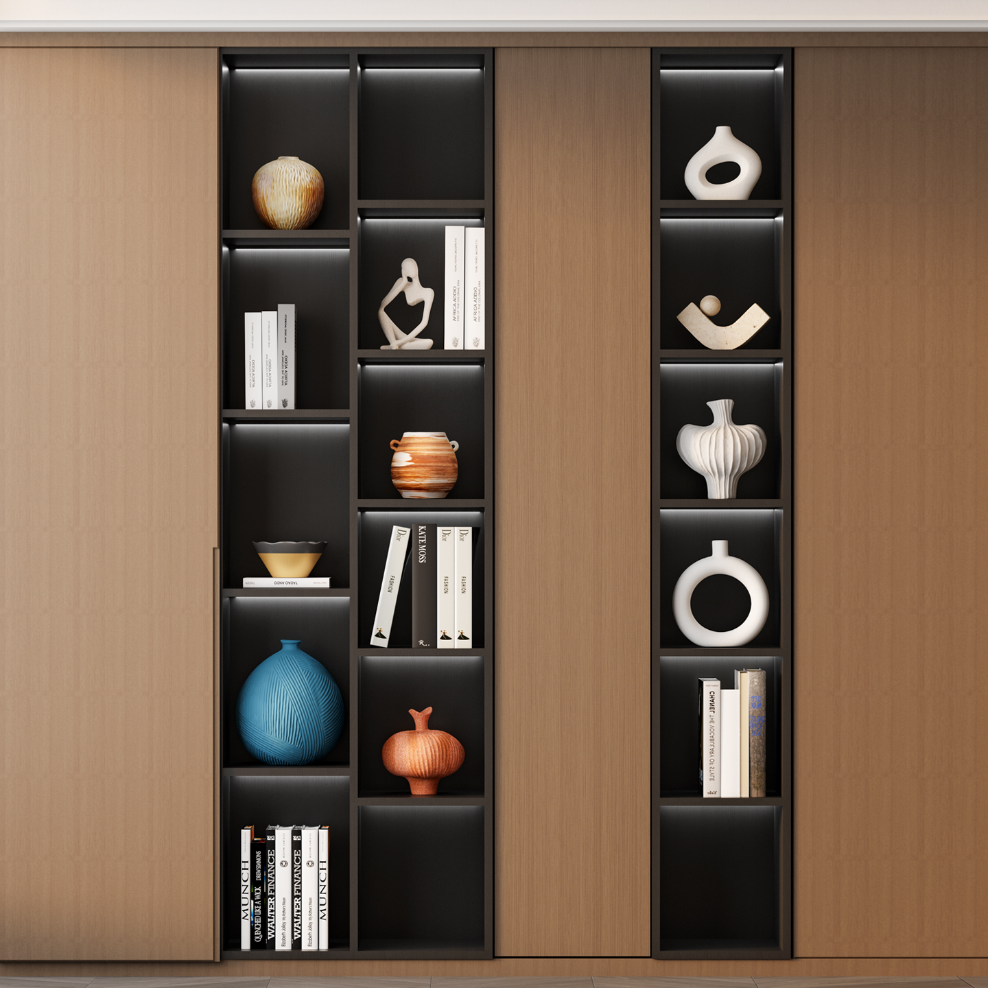 中古风领导办公室书柜陶瓷高档摆件样板房开放格壁龛软装小众饰品