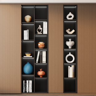 中古风领导办公室书柜陶瓷高档摆件样板房开放格壁龛软装小众饰品