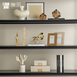 现代轻奢高档电视柜开放格摆件别墅客厅样板房高级感壁龛软装饰品