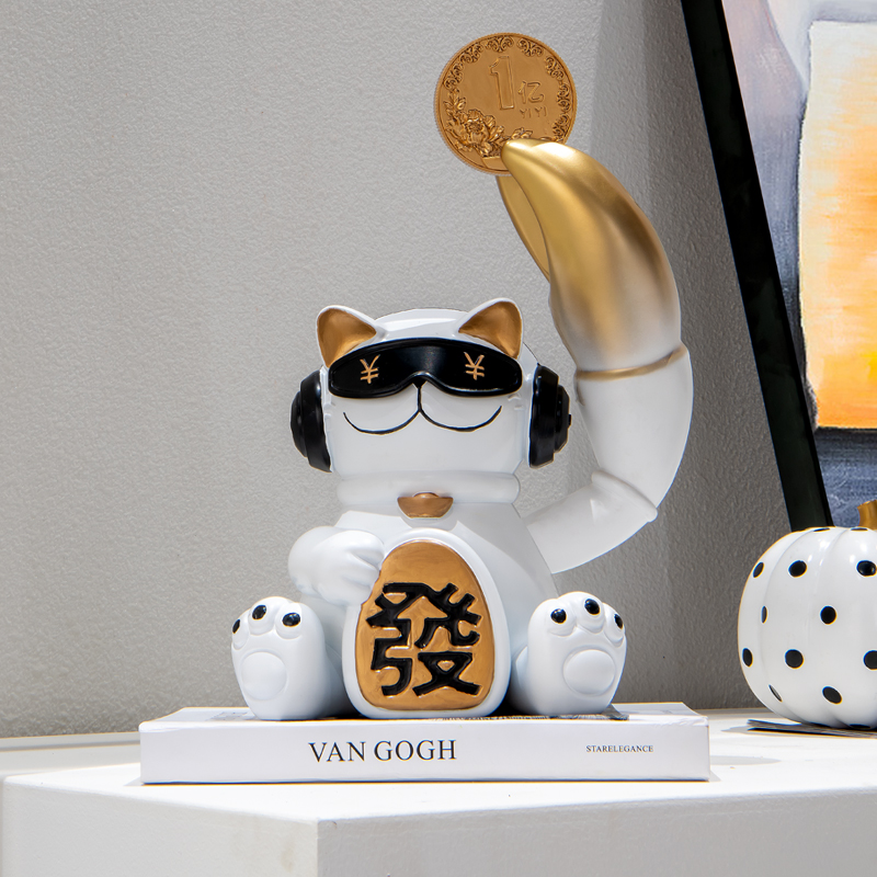 创意客厅轻奢招米猫摆件